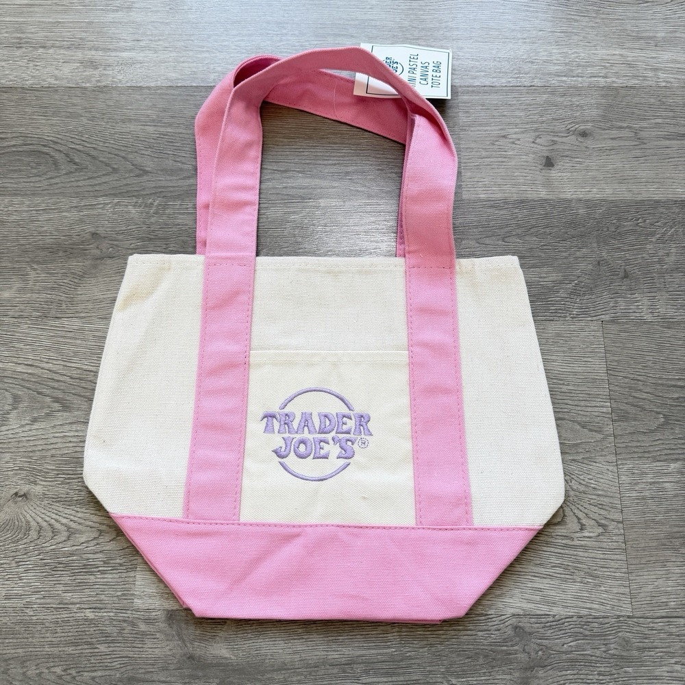 Trader Joe's Pastel Canvas Mini Tote Bag Set - ALL 4 - Easter / Spring Edition - Picture 5 of 5